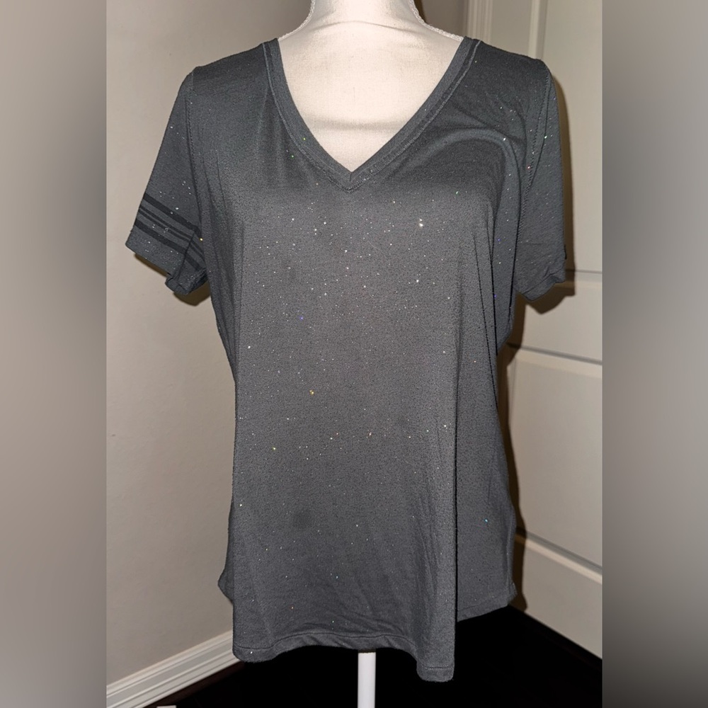 Aeropostale Women's Short Sleeve Dark Grey With Glitter Size XL